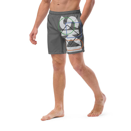 CS0044 - 01008 - AOP SKI Icons Outlined Men's swim trunks (Gray)