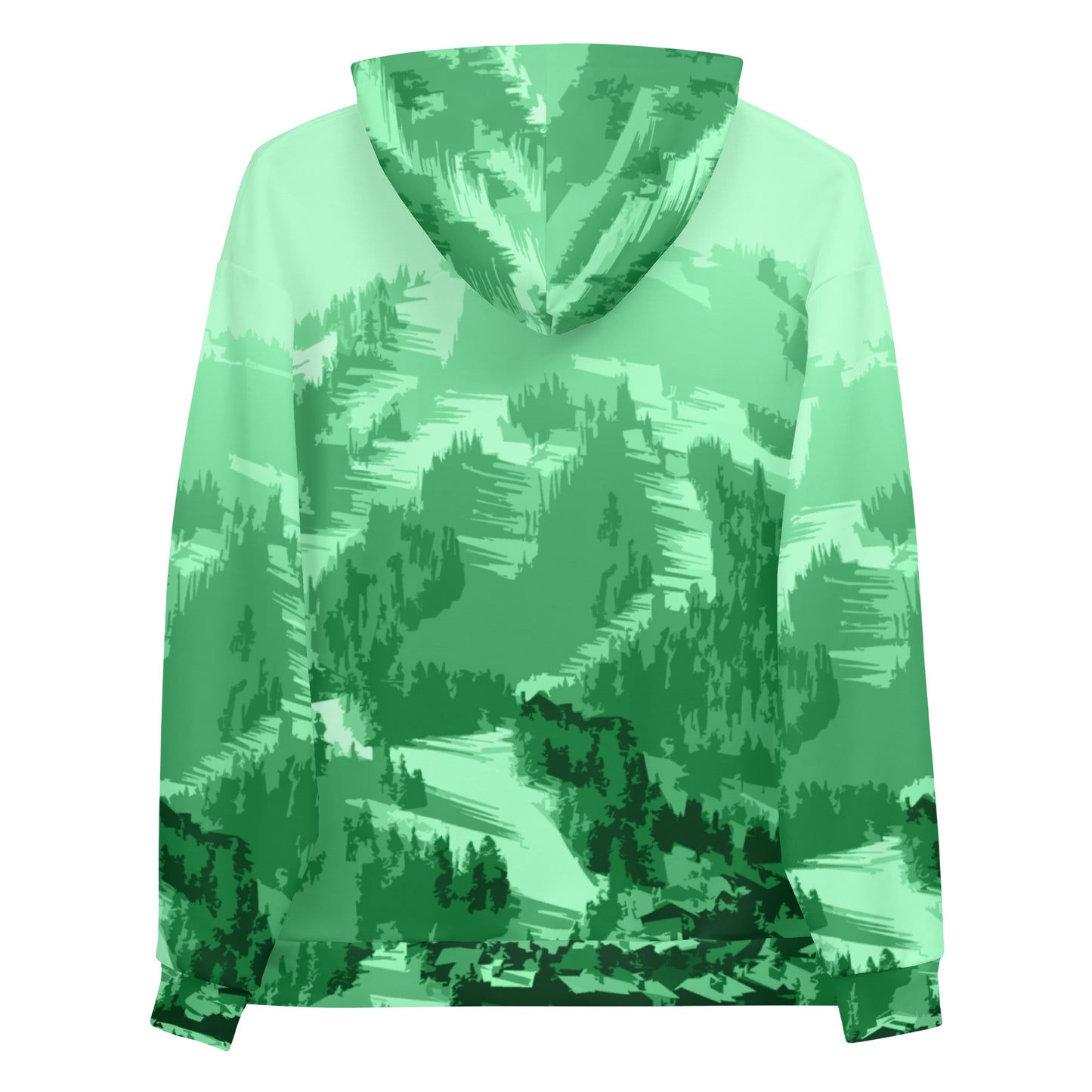 CS0028 - 01004 - AOP Ski Slopes Print Unisex Hoodie (Green)