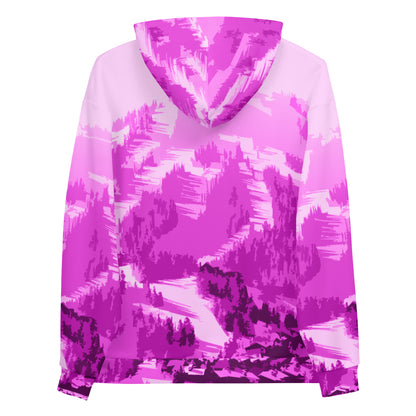 CS0028 - 01004 - AOP Ski Slopes Print Unisex Hoodie (Pink)