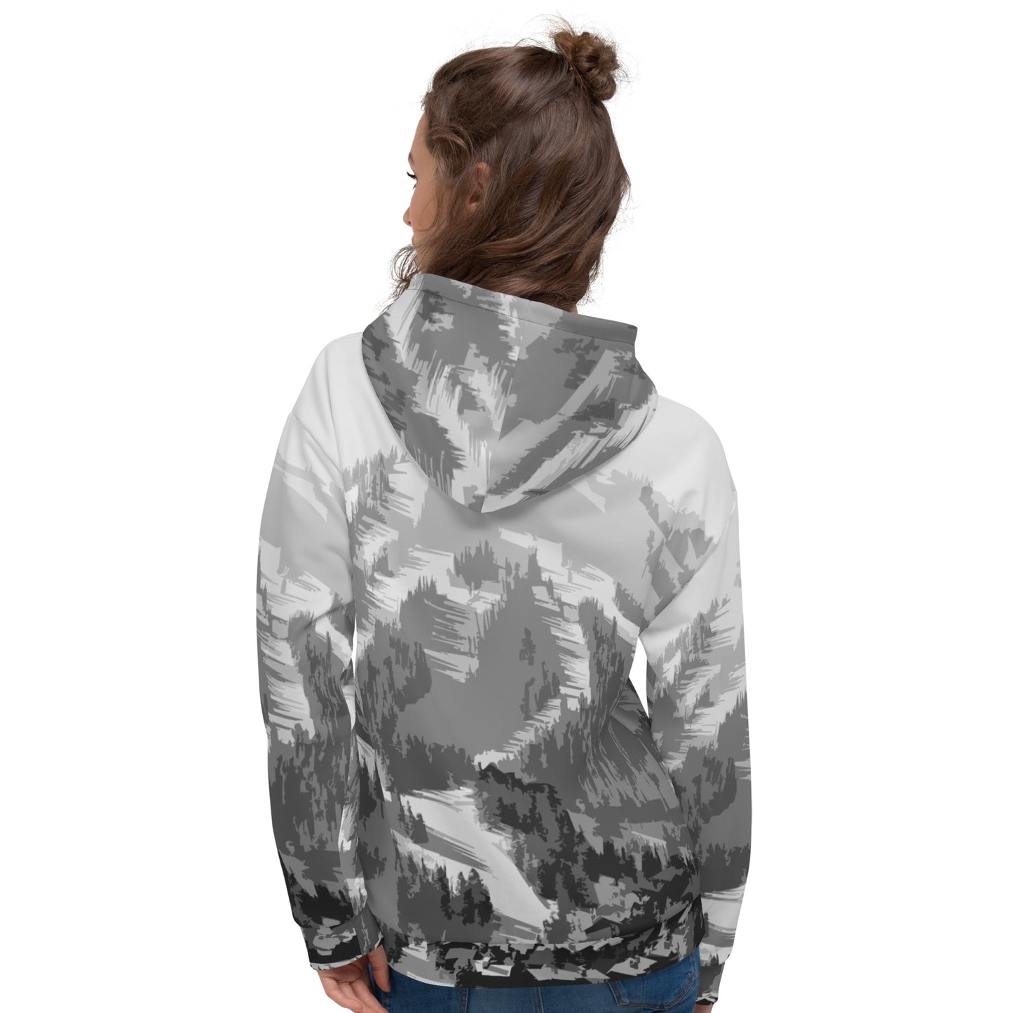 CS0028 - 01004 - AOP Ski Slopes Print Unisex Hoodie (Gray)