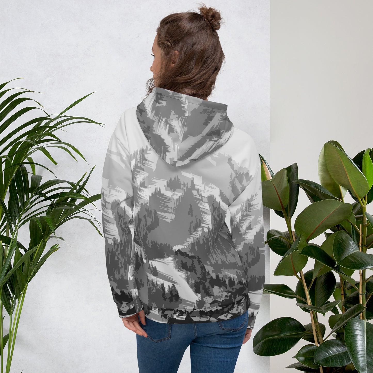 CS0028 - 01004 - AOP Ski Slopes Print Unisex Hoodie (Gray)