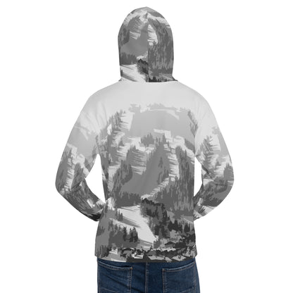 CS0028 - 01004 - AOP Ski Slopes Print Unisex Hoodie (Gray)