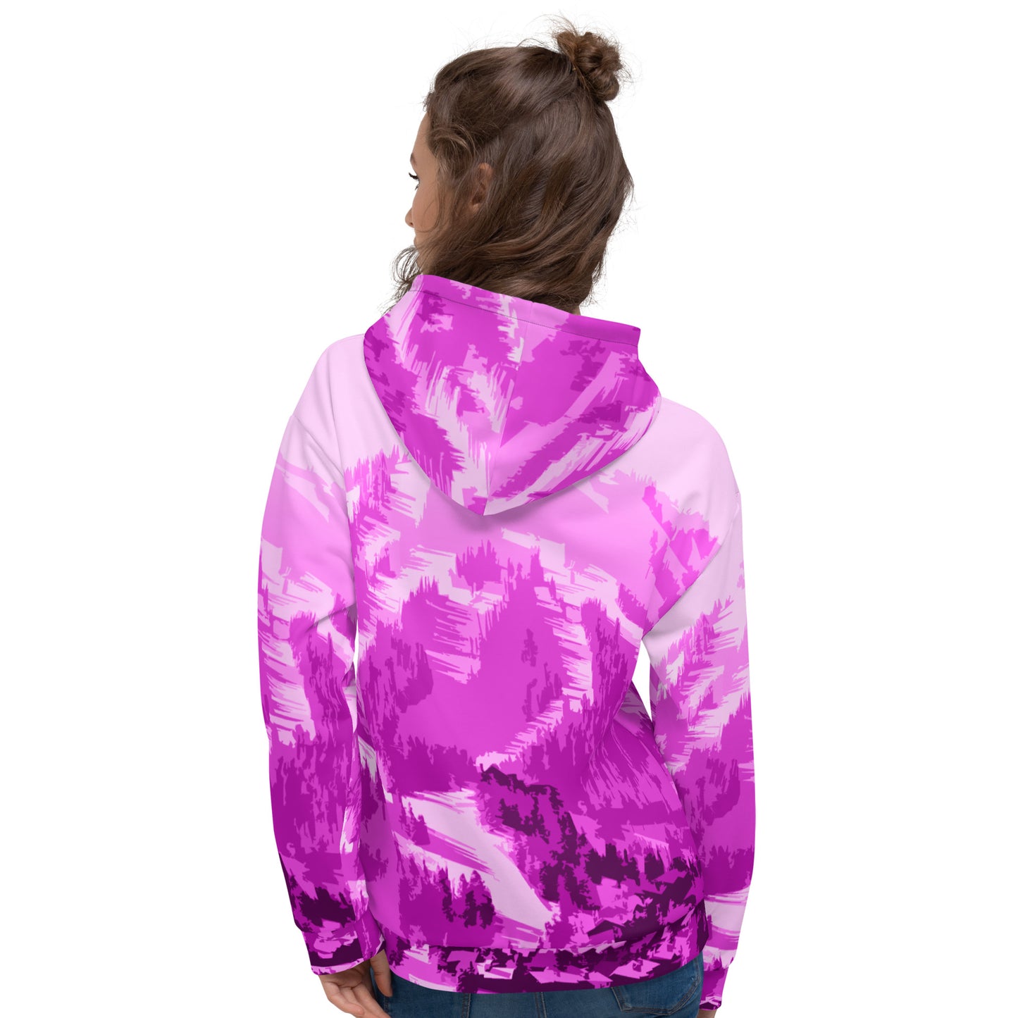 CS0028 - 01004 - AOP Ski Slopes Print Unisex Hoodie (Pink)