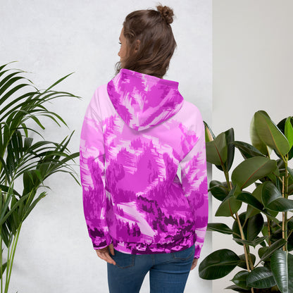 CS0028 - 01004 - AOP Ski Slopes Print Unisex Hoodie (Pink)