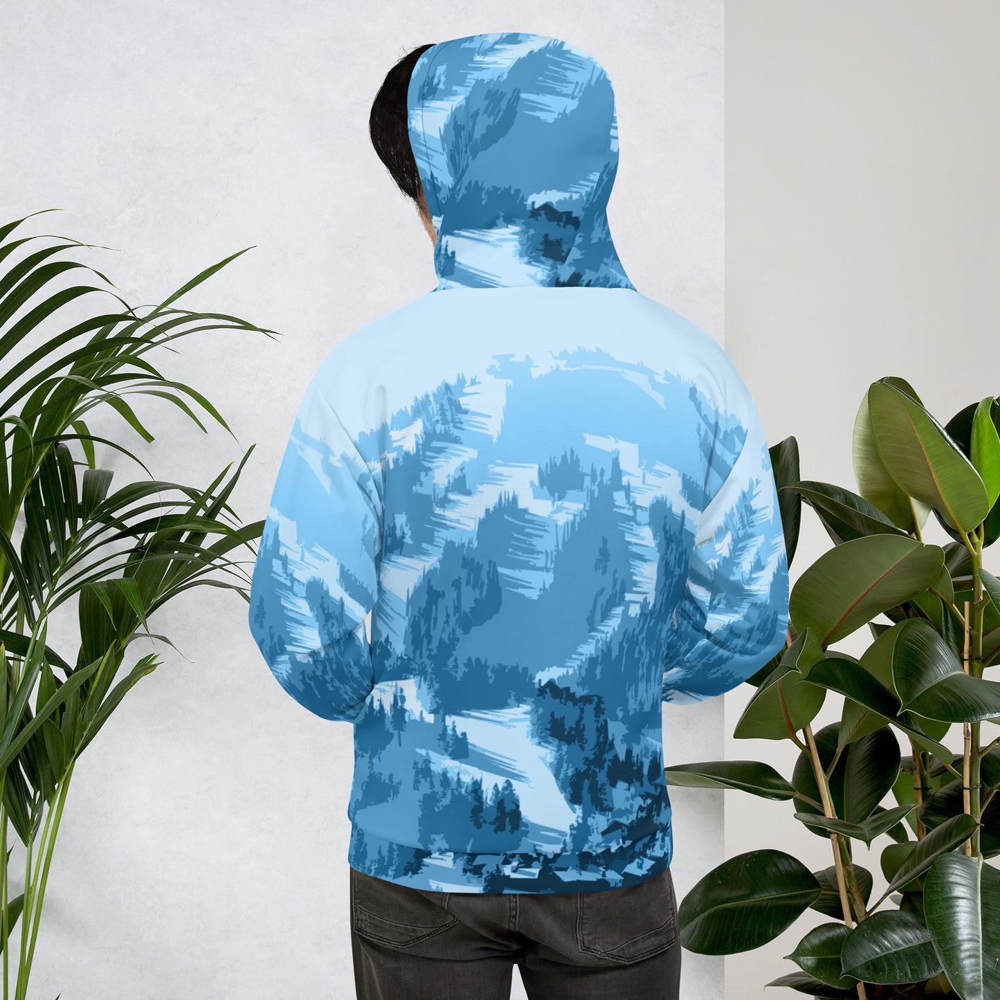 CS0028 - 01004 - AOP Ski Slopes Print Unisex Hoodie (Blue)