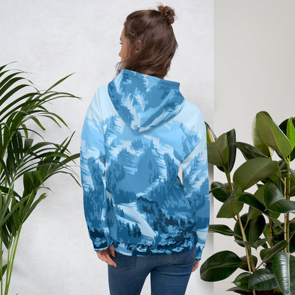 CS0028 - 01004 - AOP Ski Slopes Print Unisex Hoodie (Blue)