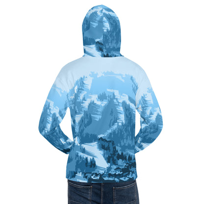 CS0028 - 01004 - AOP Ski Slopes Print Unisex Hoodie (Blue)