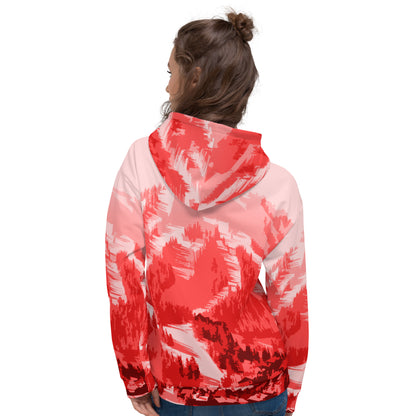 CS0028 - 01004 - AOP Ski Slopes Print Unisex Hoodie (Red)