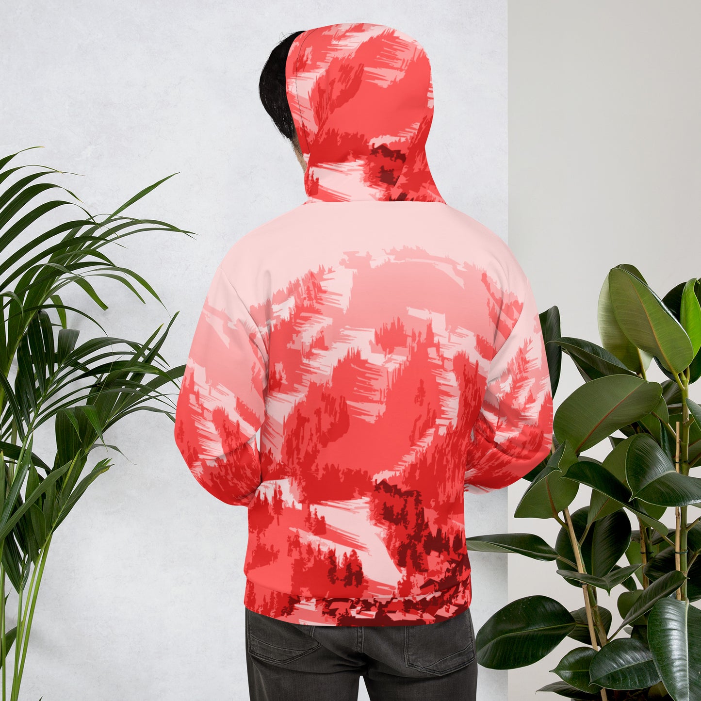 CS0028 - 01004 - AOP Ski Slopes Print Unisex Hoodie (Red)