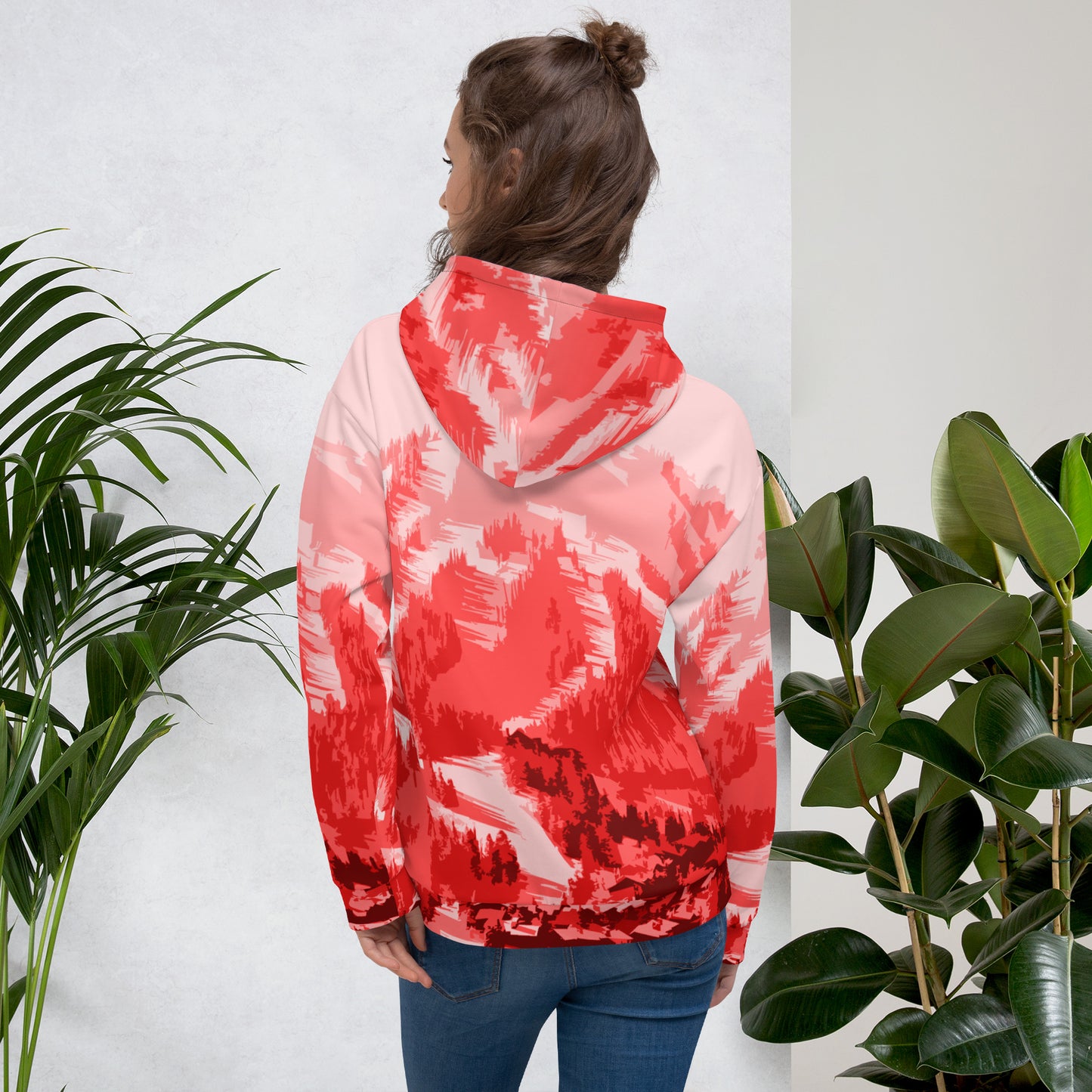 CS0028 - 01004 - AOP Ski Slopes Print Unisex Hoodie (Red)