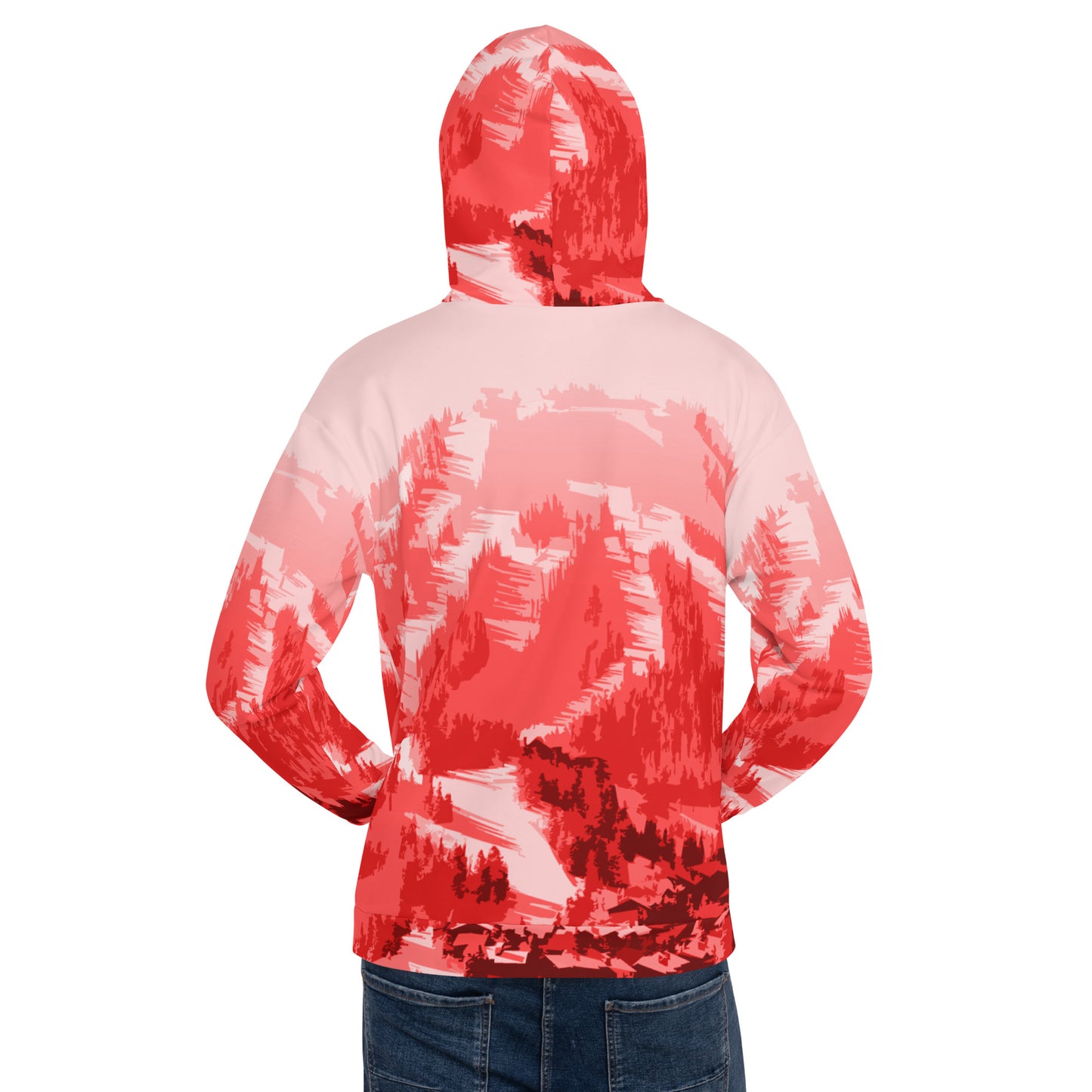 CS0028 - 01004 - AOP Ski Slopes Print Unisex Hoodie (Red)