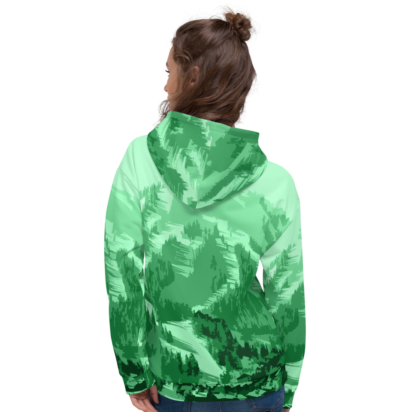 CS0028 - 01004 - AOP Ski Slopes Print Unisex Hoodie (Green)