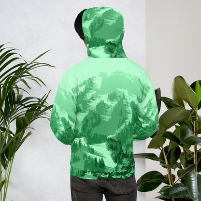 CS0028 - 01004 - AOP Ski Slopes Print Unisex Hoodie (Green)