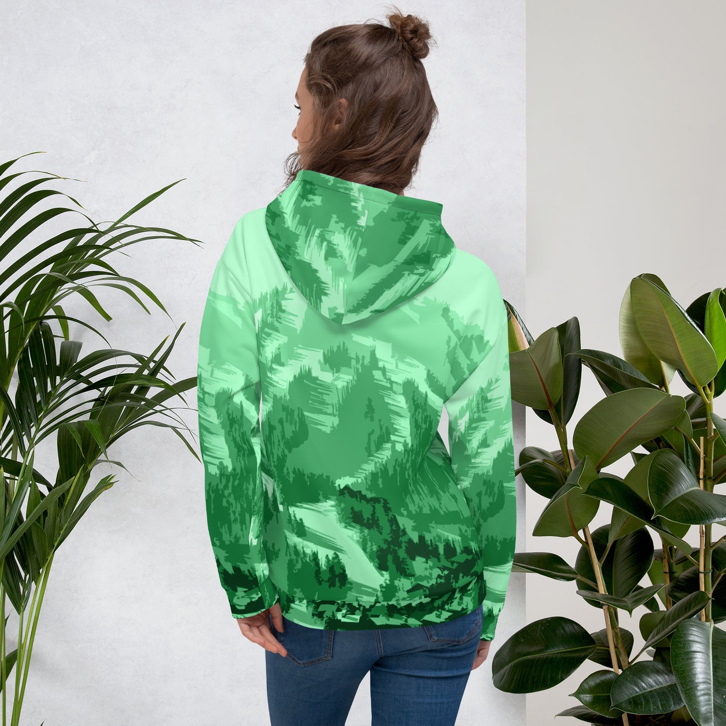 CS0028 - 01004 - AOP Ski Slopes Print Unisex Hoodie (Green)