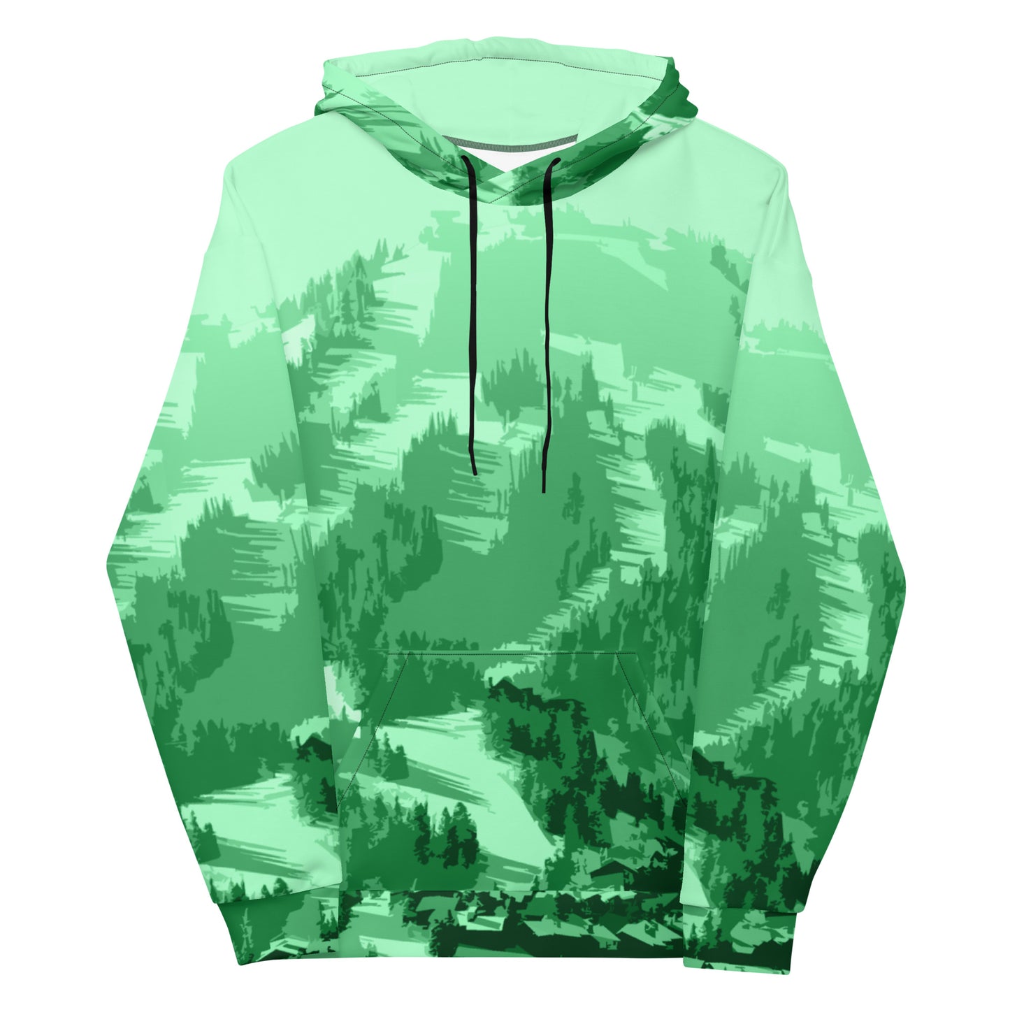 CS0028 - 01004 - AOP Ski Slopes Print Unisex Hoodie (Green)