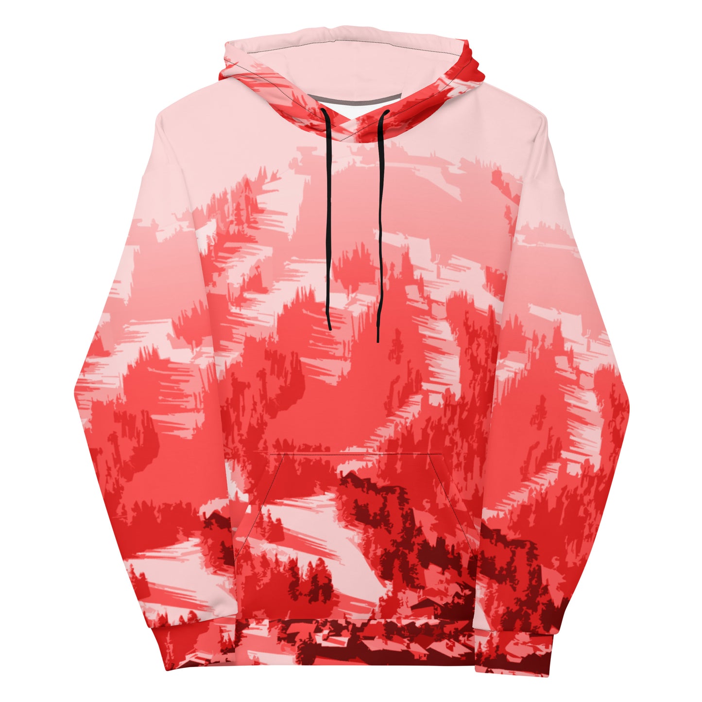 CS0028 - 01004 - AOP Ski Slopes Print Unisex Hoodie (Red)