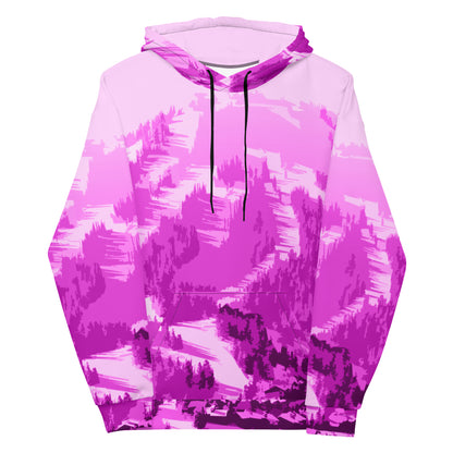 CS0028 - 01004 - AOP Ski Slopes Print Unisex Hoodie (Pink)