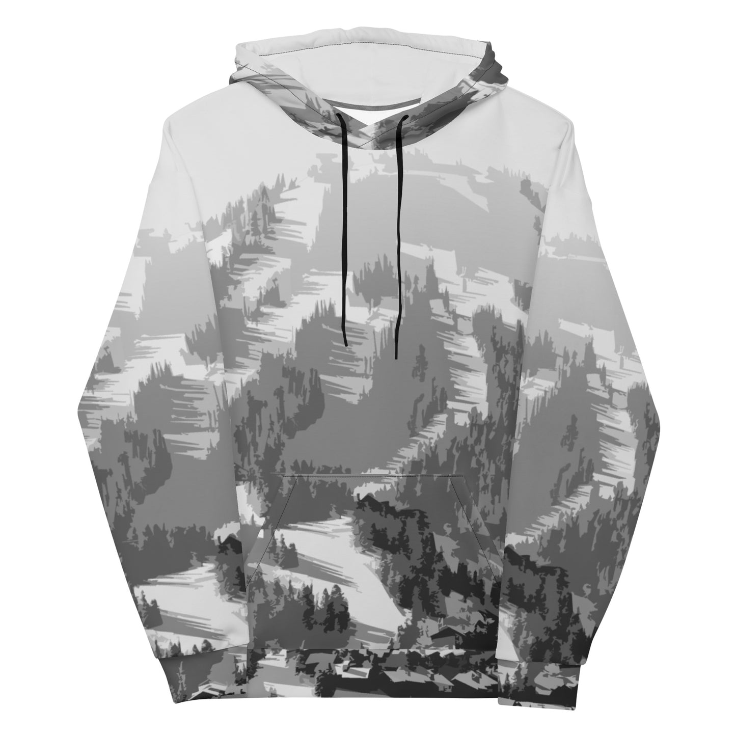 CS0028 - 01004 - AOP Ski Slopes Print Unisex Hoodie (Gray)