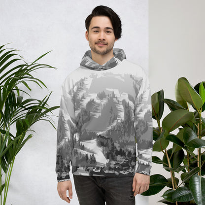 CS0028 - 01004 - AOP Ski Slopes Print Unisex Hoodie (Gray)