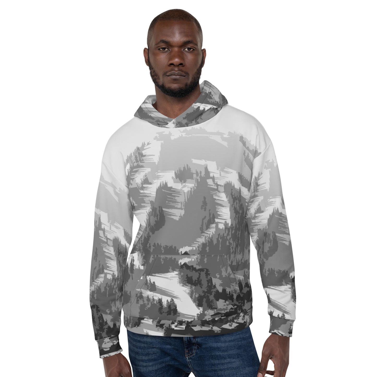 CS0028 - 01004 - AOP Ski Slopes Print Unisex Hoodie (Gray)