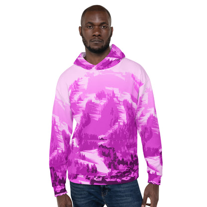 CS0028 - 01004 - AOP Ski Slopes Print Unisex Hoodie (Pink)