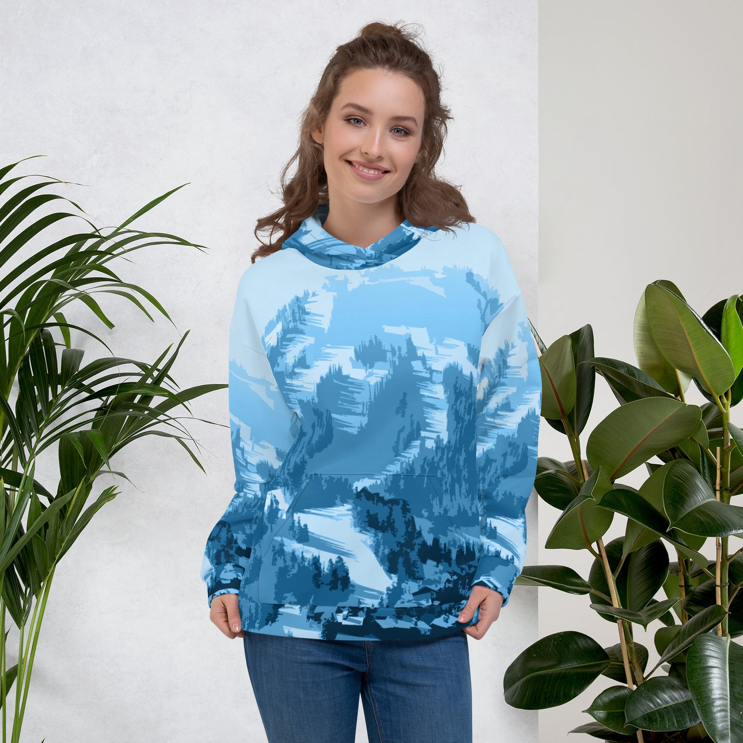 CS0028 - 01004 - AOP Ski Slopes Print Unisex Hoodie (Blue)