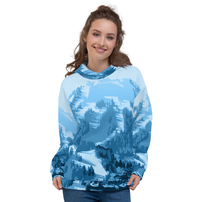 CS0028 - 01004 - AOP Ski Slopes Print Unisex Hoodie (Blue)