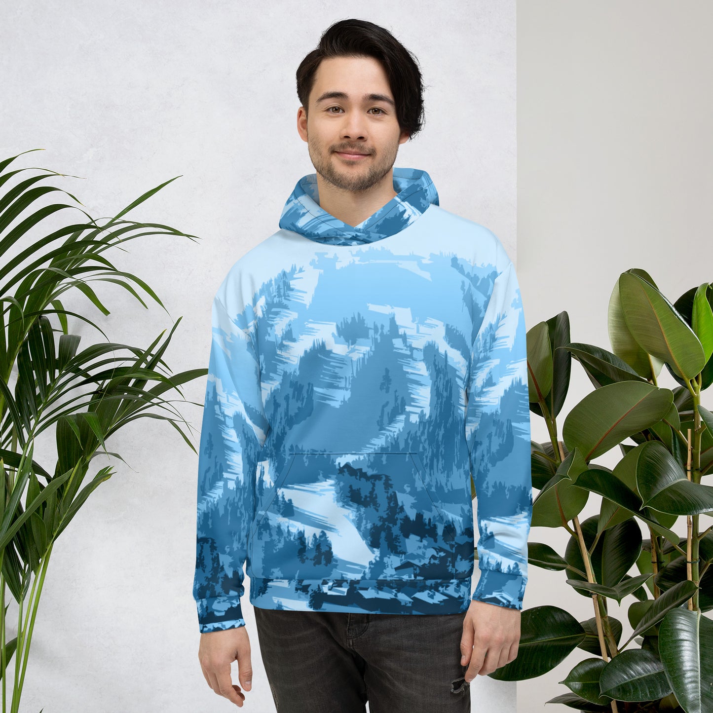 CS0028 - 01004 - AOP Ski Slopes Print Unisex Hoodie (Blue)