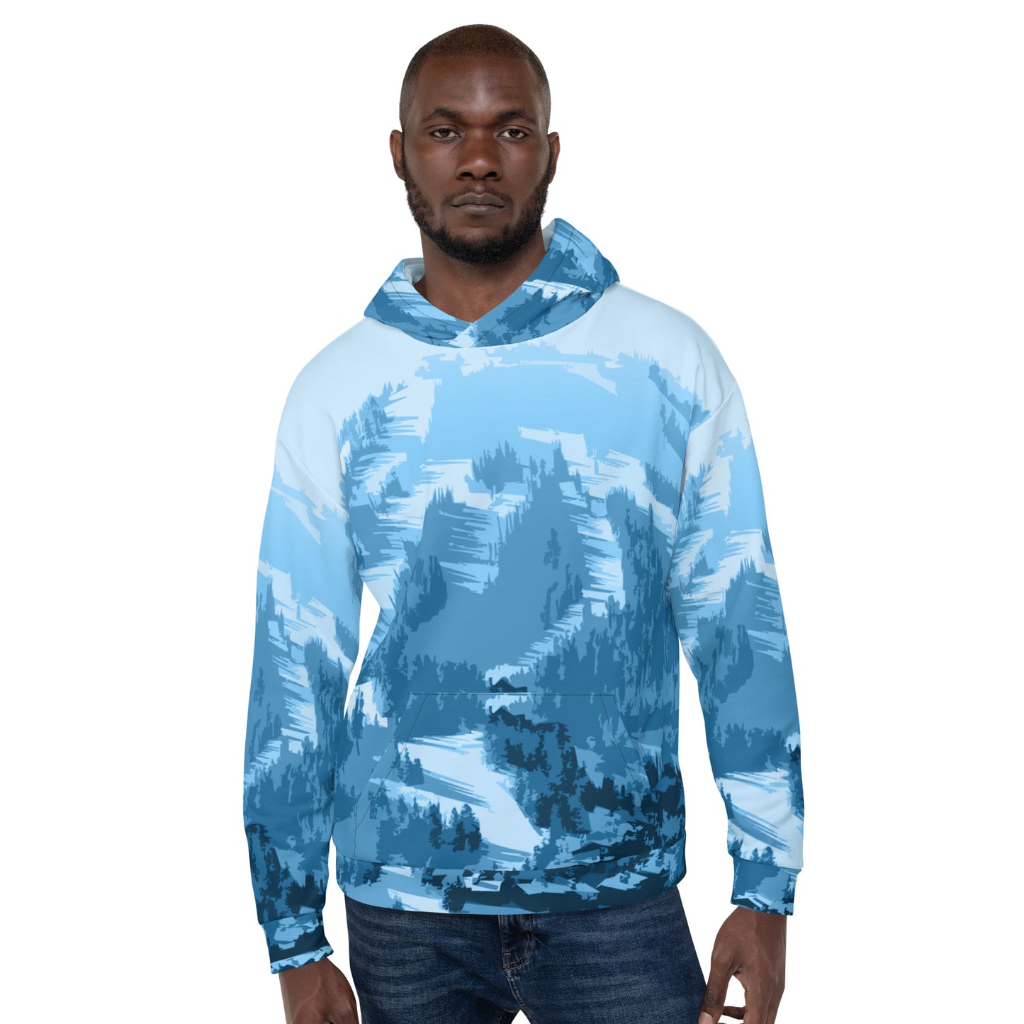 CS0028 - 01004 - AOP Ski Slopes Print Unisex Hoodie (Blue)