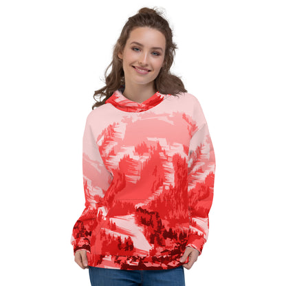 CS0028 - 01004 - AOP Ski Slopes Print Unisex Hoodie (Red)