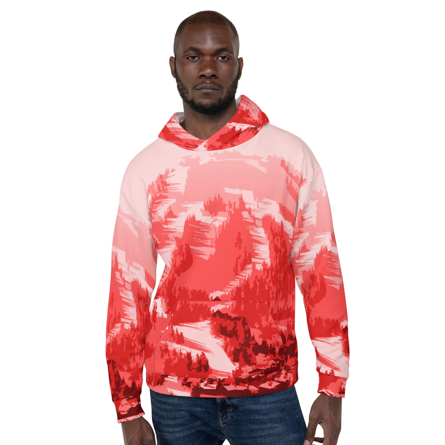 CS0028 - 01004 - AOP Ski Slopes Print Unisex Hoodie (Red)