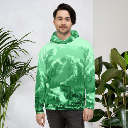 CS0028 - 01004 - AOP Ski Slopes Print Unisex Hoodie (Green)