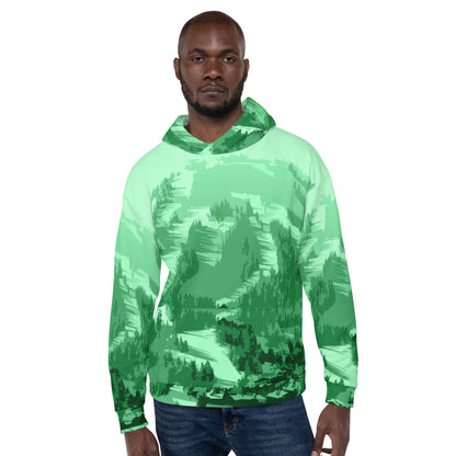 CS0028 - 01004 - AOP Ski Slopes Print Unisex Hoodie (Green)