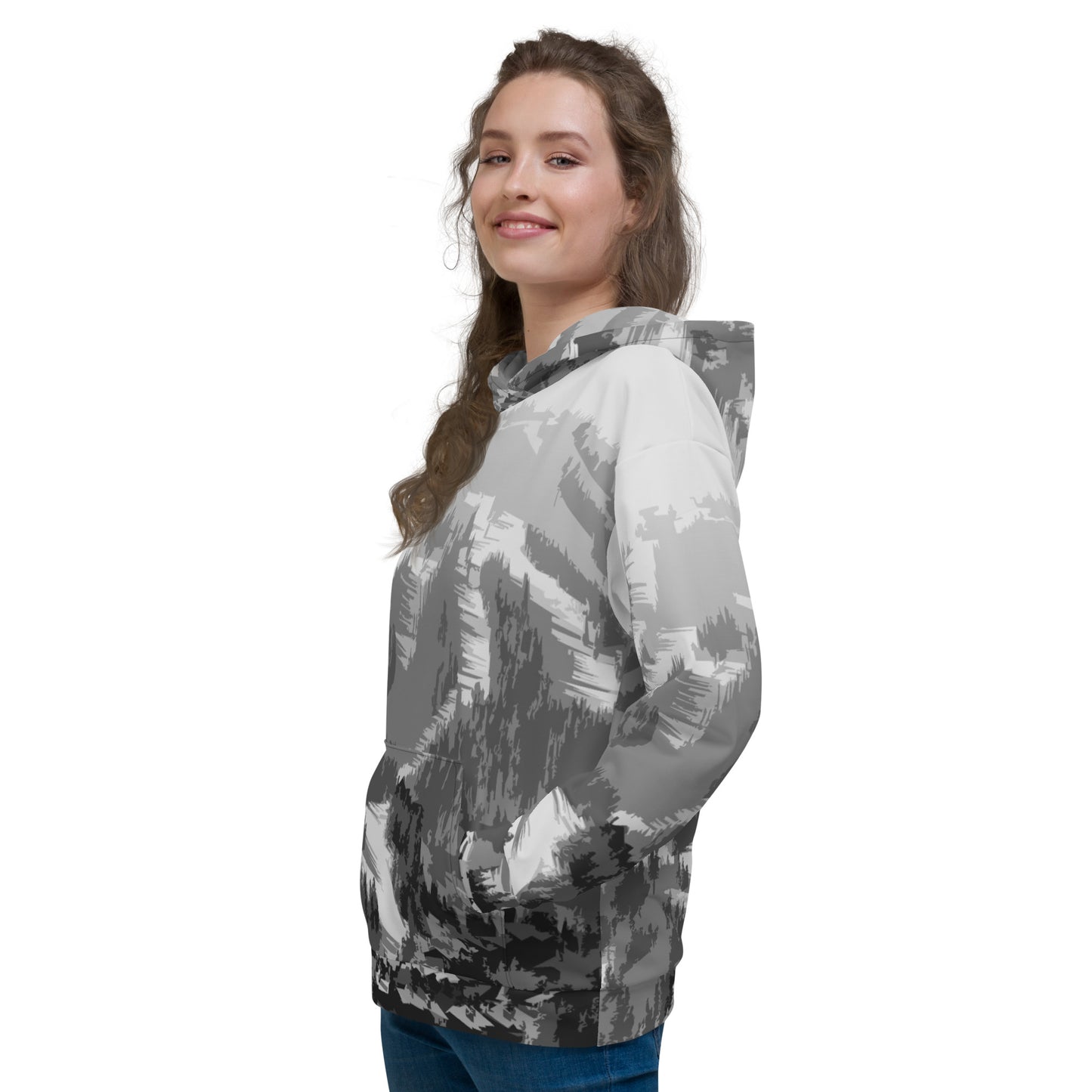 CS0028 - 01004 - AOP Ski Slopes Print Unisex Hoodie (Gray)