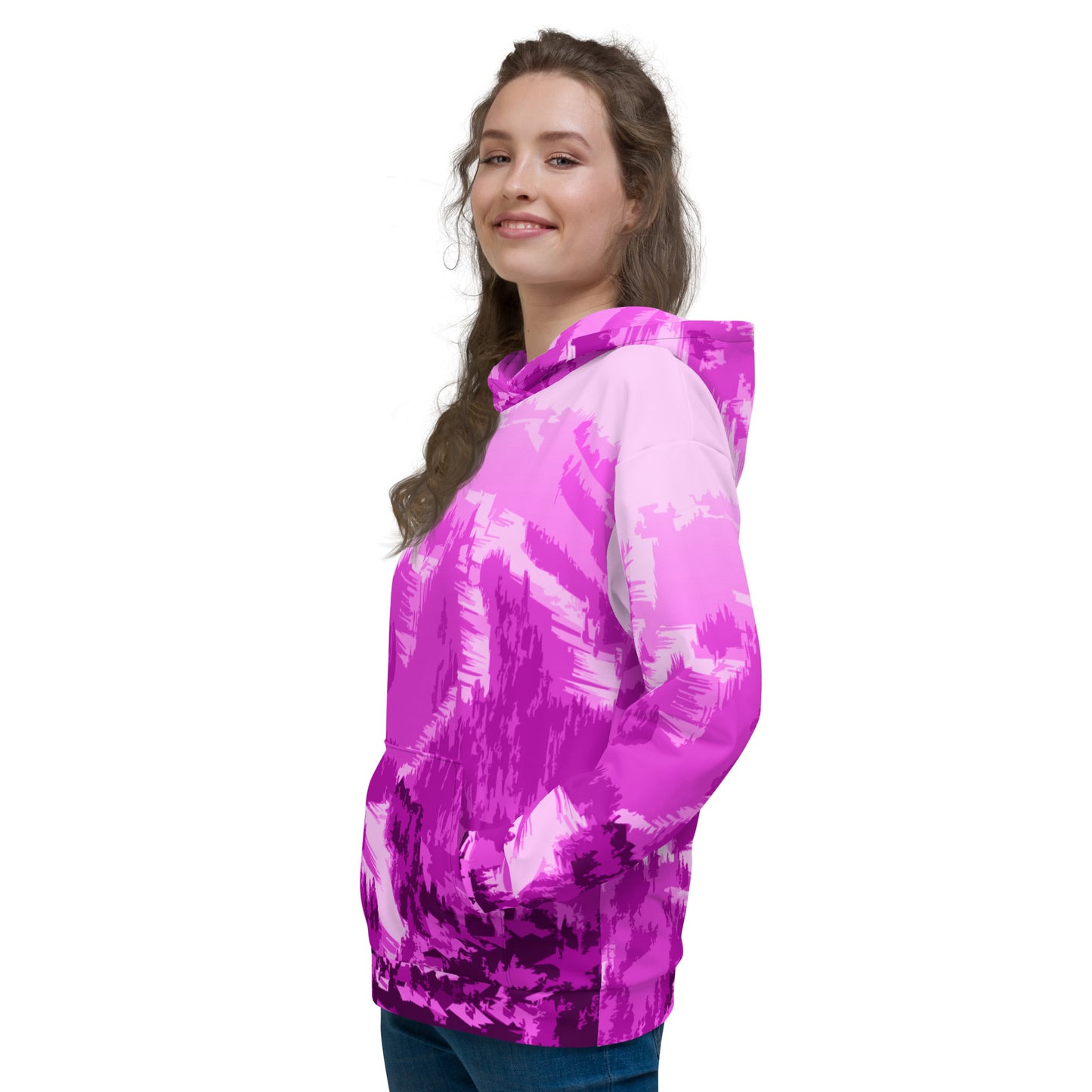 CS0028 - 01004 - AOP Ski Slopes Print Unisex Hoodie (Pink)