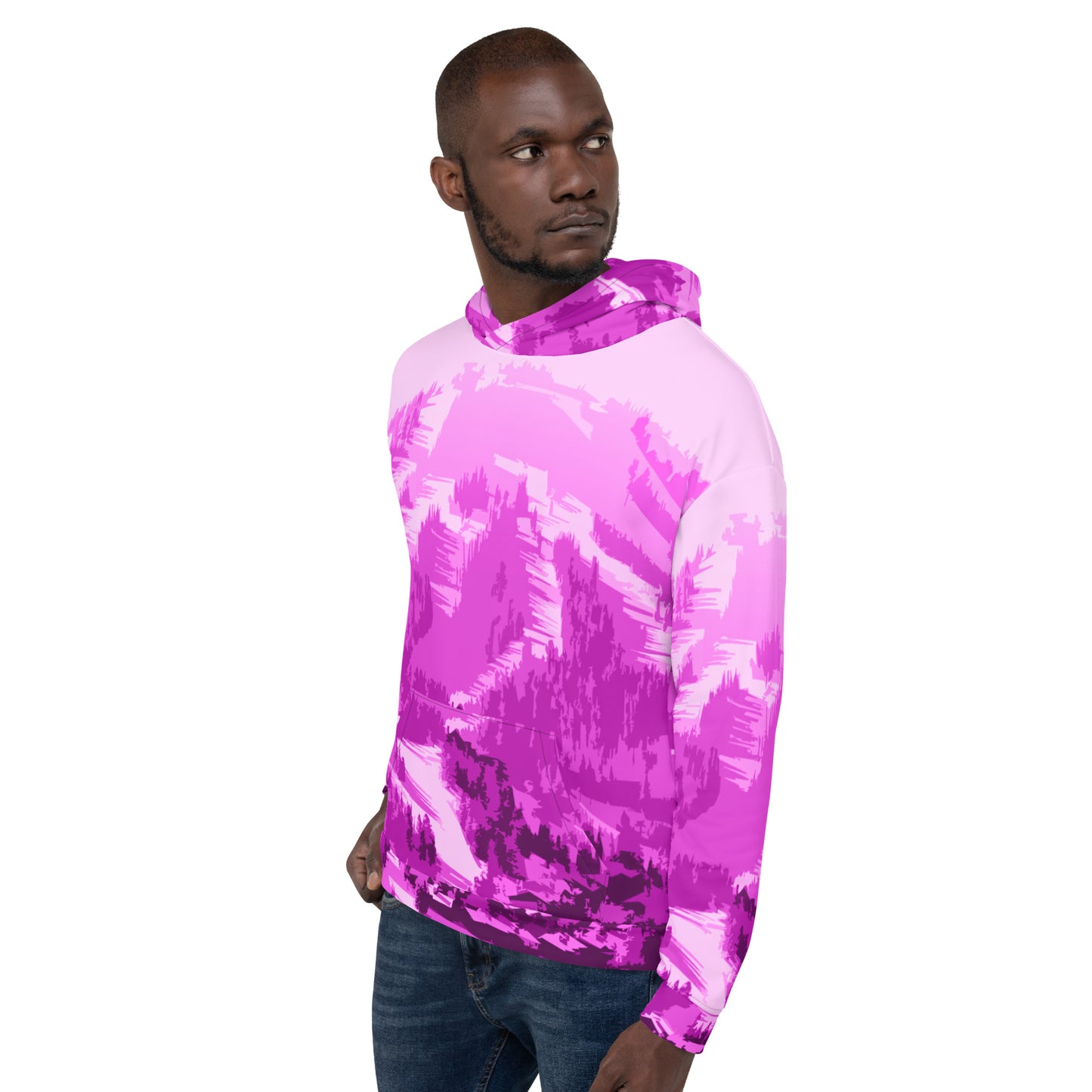 CS0028 - 01004 - AOP Ski Slopes Print Unisex Hoodie (Pink)