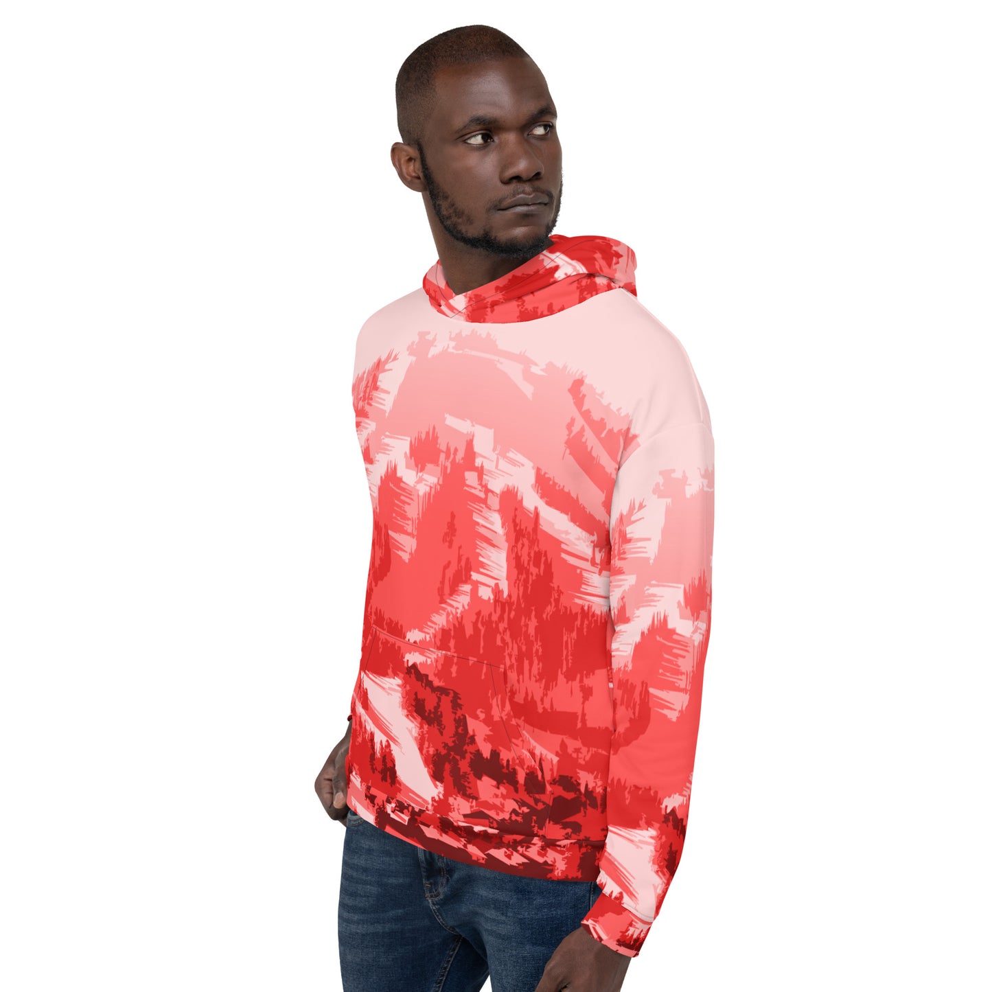 CS0028 - 01004 - AOP Ski Slopes Print Unisex Hoodie (Red)