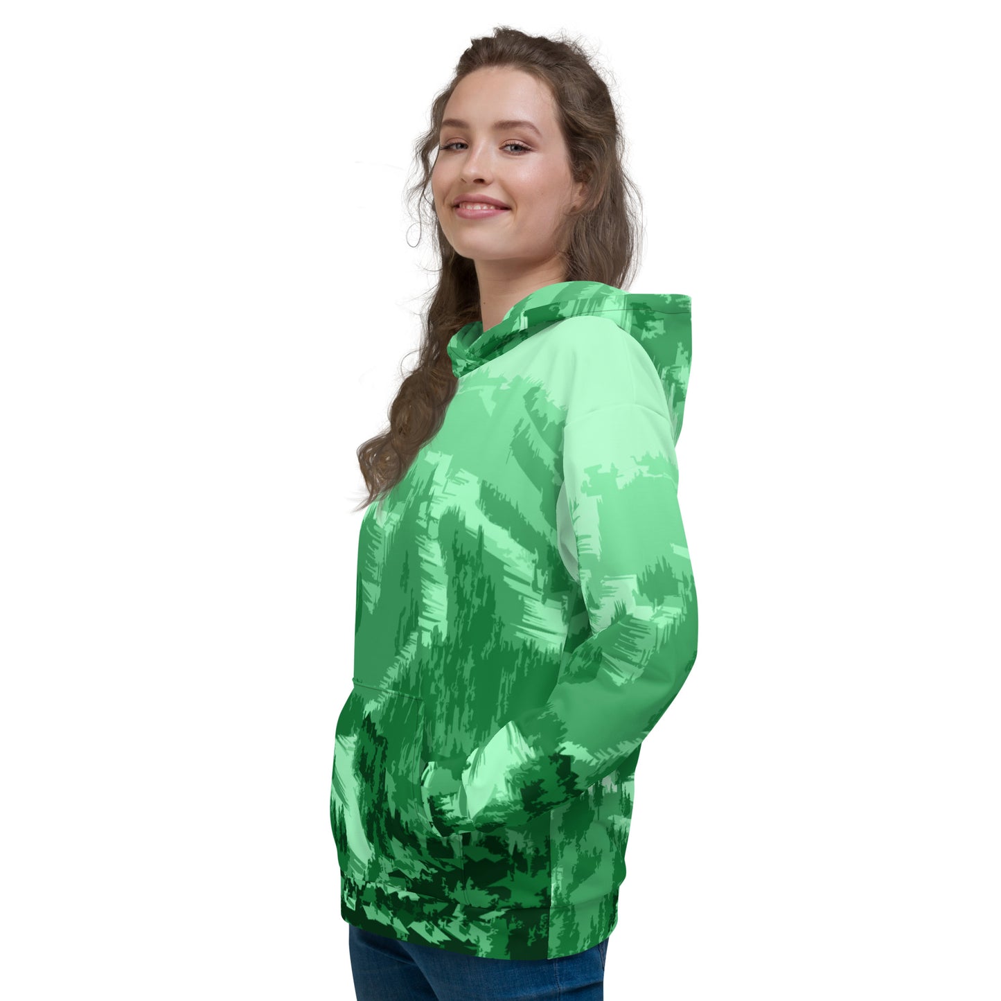 CS0028 - 01004 - AOP Ski Slopes Print Unisex Hoodie (Green)