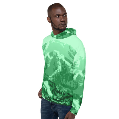 CS0028 - 01004 - AOP Ski Slopes Print Unisex Hoodie (Green)