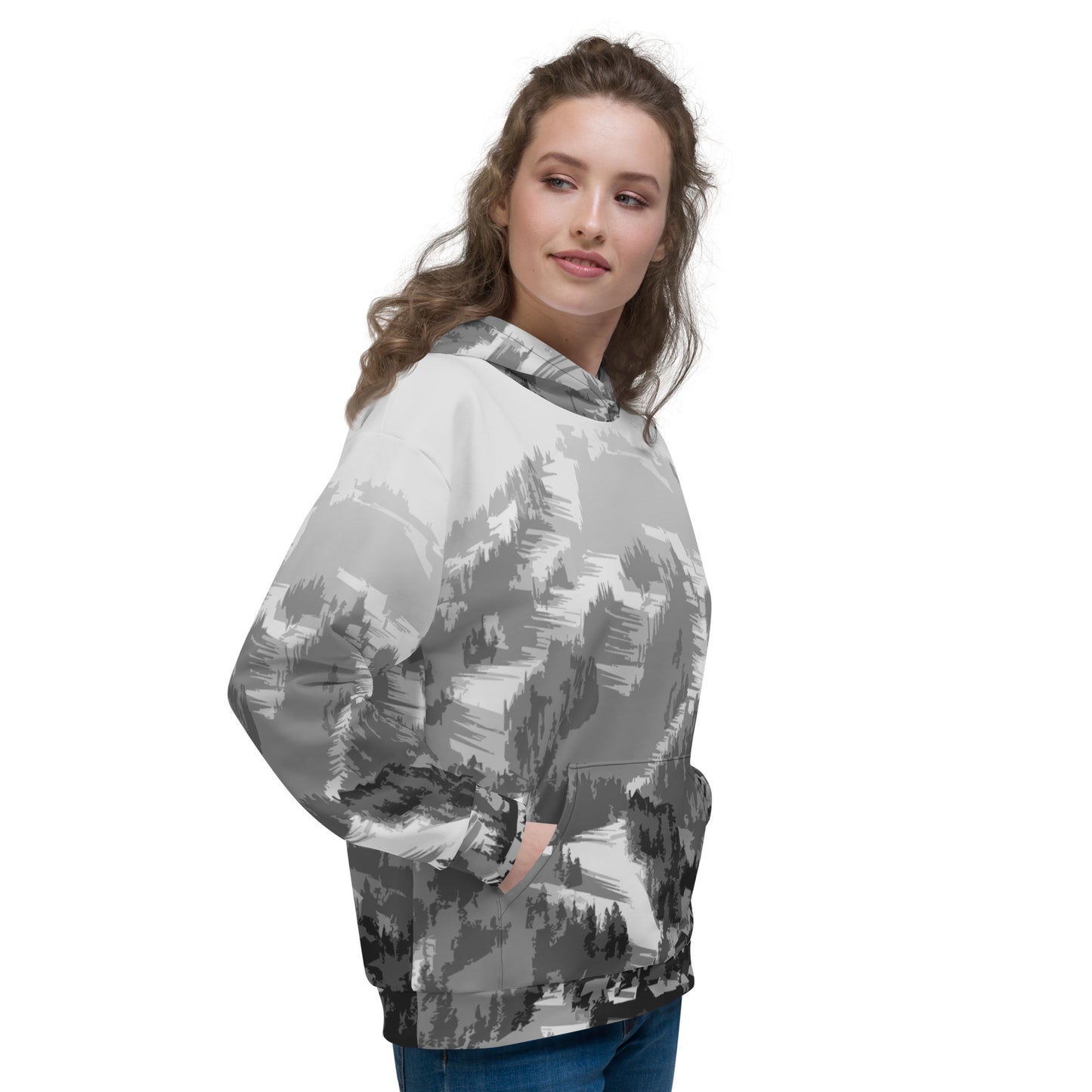 CS0028 - 01004 - AOP Ski Slopes Print Unisex Hoodie (Gray)