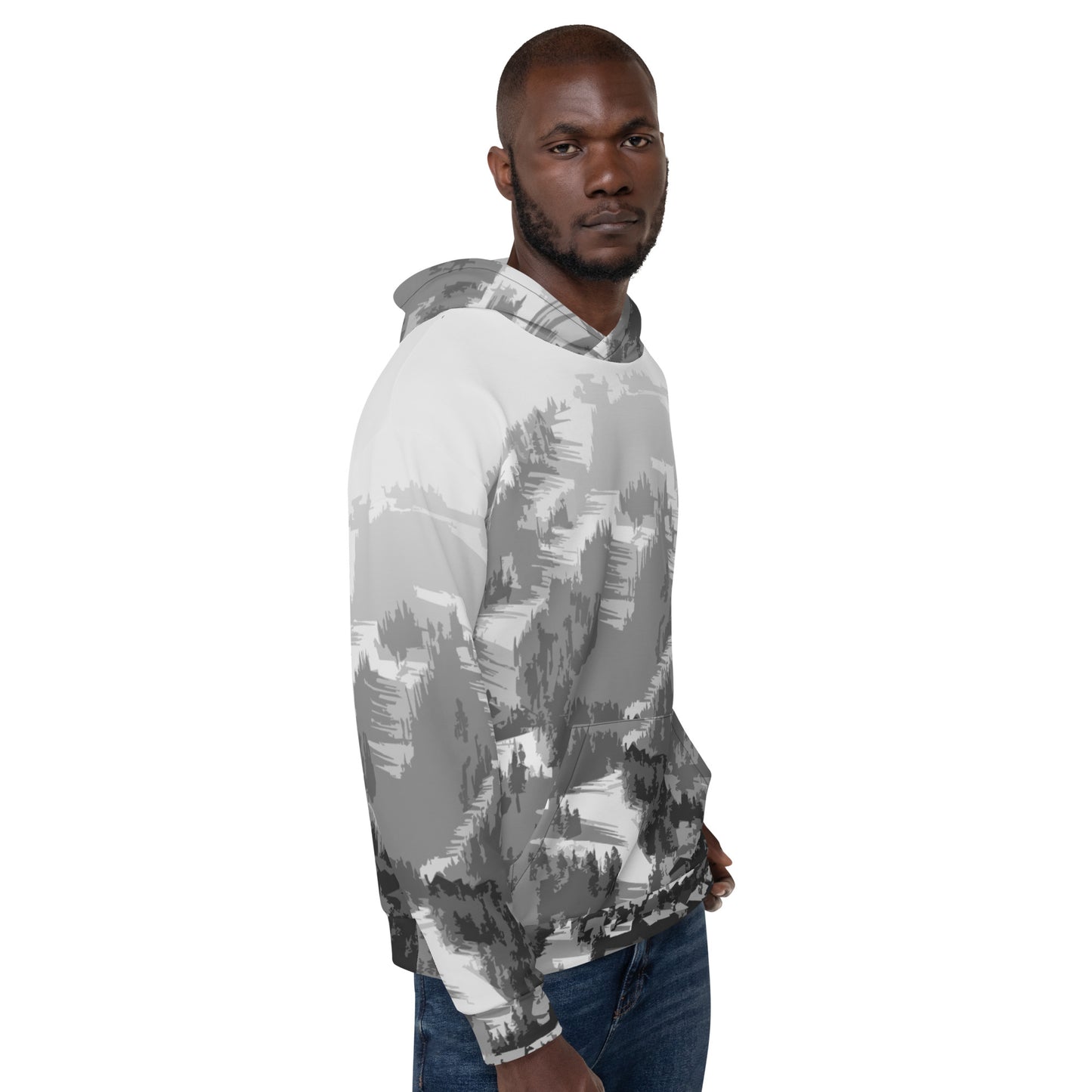 CS0028 - 01004 - AOP Ski Slopes Print Unisex Hoodie (Gray)