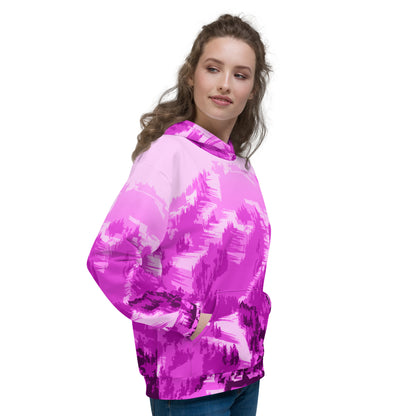 CS0028 - 01004 - AOP Ski Slopes Print Unisex Hoodie (Pink)