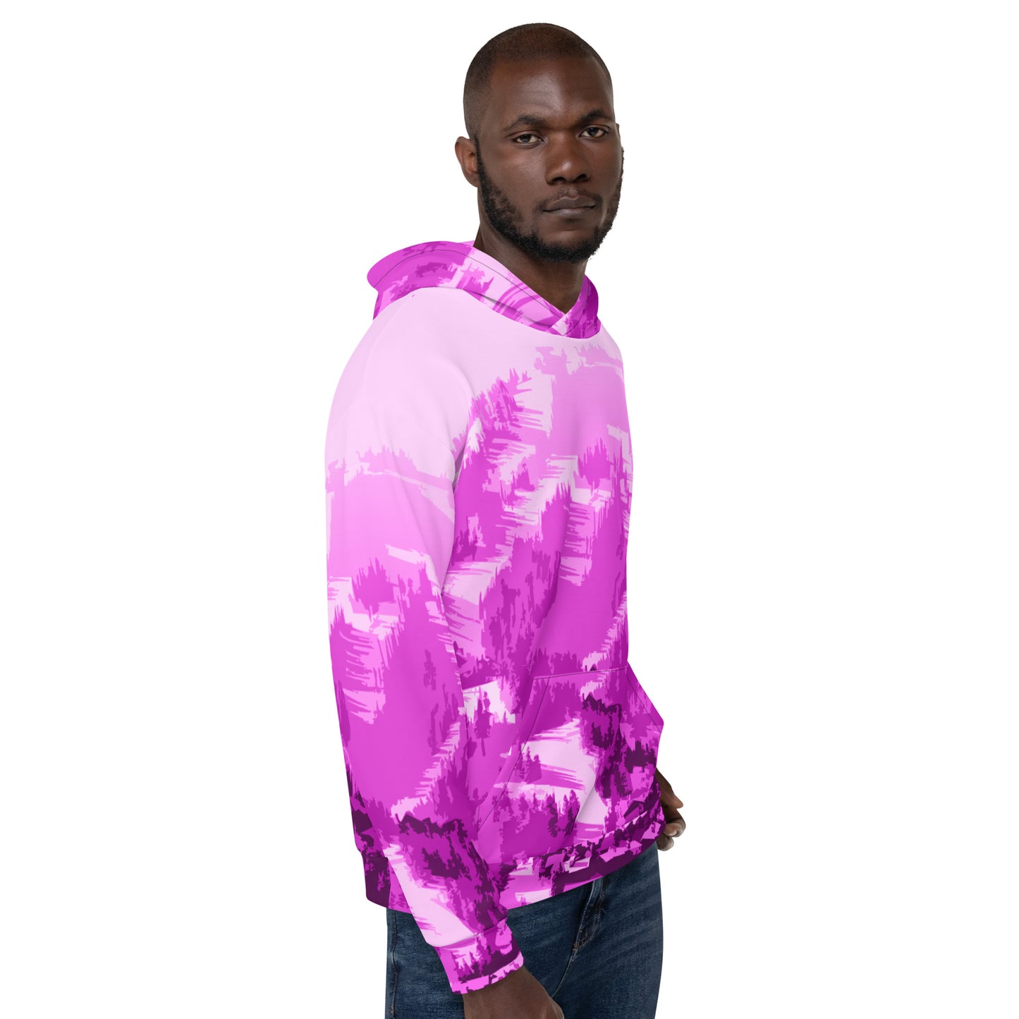 CS0028 - 01004 - AOP Ski Slopes Print Unisex Hoodie (Pink)