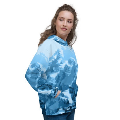 CS0028 - 01004 - AOP Ski Slopes Print Unisex Hoodie (Blue)