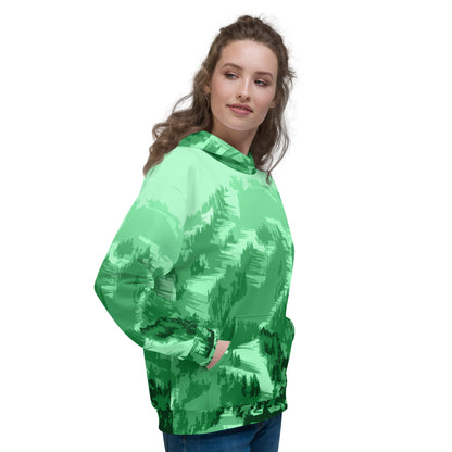 CS0028 - 01004 - AOP Ski Slopes Print Unisex Hoodie (Green)