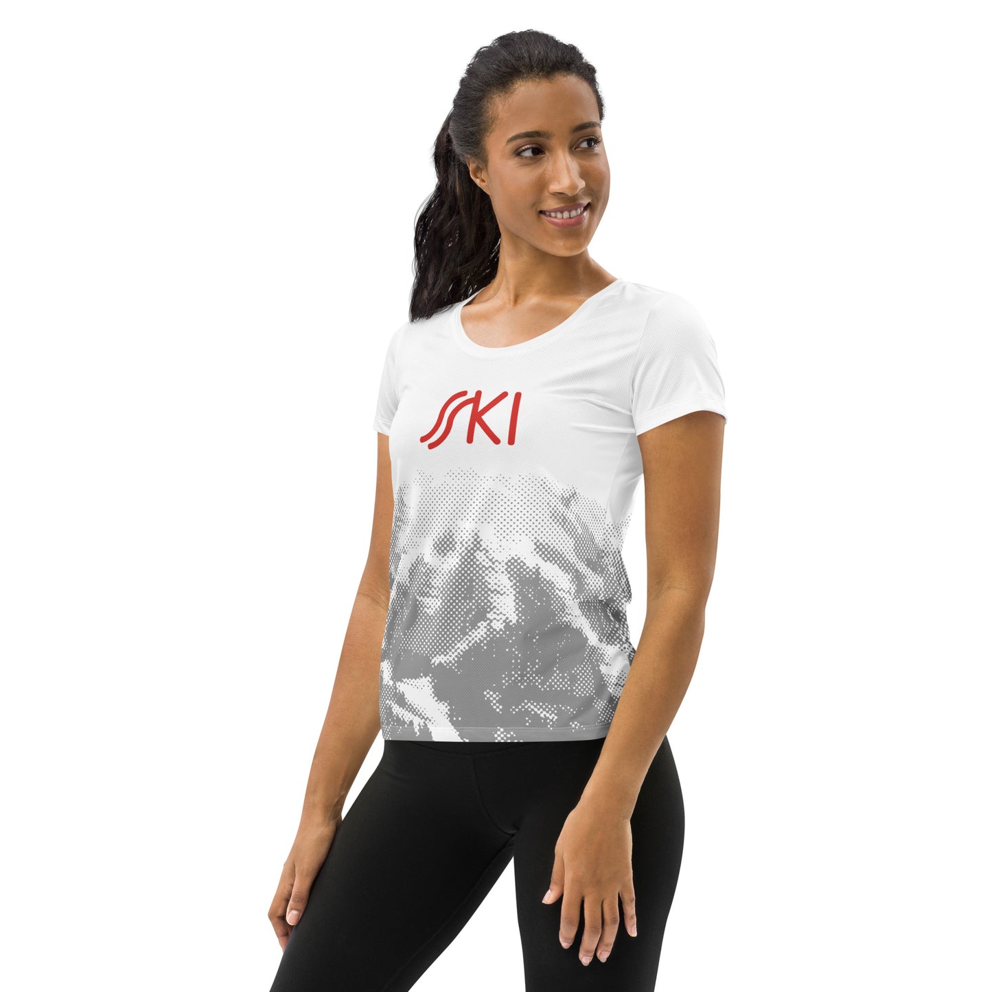 CS0030 - 02001 - AOP SKI Tracks Print AOP Women's Athletic T-shirt