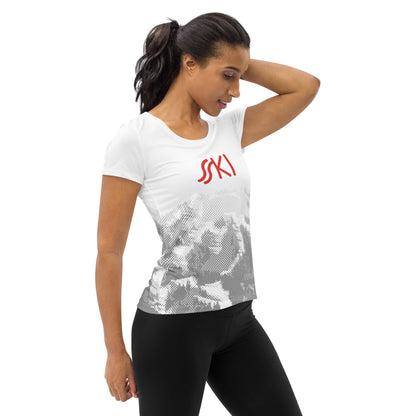 CS0030 - 02001 - AOP SKI Tracks Print AOP Women's Athletic T-shirt