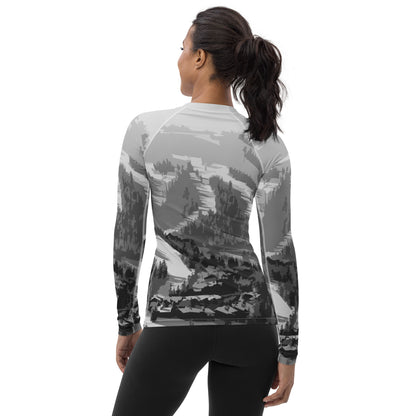 CS0028 - 02008 - Ski Slope Print Women's Rash Guar (Gray)