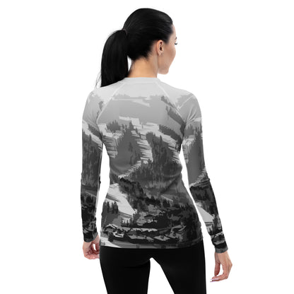 CS0028 - 02008 - Ski Slope Print Women's Rash Guar (Gray)