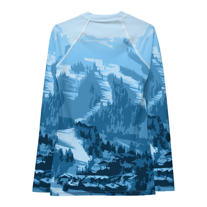 CS0028 - 02008 - Ski Slopes Print Women's Rash Guard (Blue)